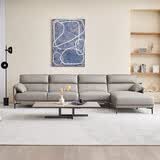 左右沙发现代简约客厅半青皮沙发DZY5161影青灰3.1m