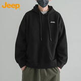 吉普（JEEP）卫衣男春秋季重磅连帽宽松男士长袖T恤上衣服男装 黑色 XL 