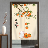 家工场门帘2025新款免打孔伸缩杆卧室家用厨房遮挡帘卫生间厕所半截门帘 柿事如意三 宽80X高150cm【赠伸缩杆】