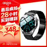 爱国者(aigo)智能手表GT8男款健康监测血压心率多功能通话圆盘运动手表 黑色