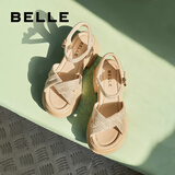百丽（Belle）满钻条带繁星休闲凉鞋女商场款厚底凉鞋A9S2DBL4 杏色 37 (235mm)