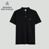 布克兄弟（BrooksBrothers）男士夏金羊刺绣棉质珠地网眼修身短袖Polo衫 0004-黑色 M