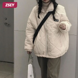 ZSEY棉服女2024秋冬季菱形格棉衣ins慵懒港风学生棉服外套oversize女 图片色 M 95-115斤