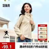 森马（Semir）外套女抗静电摇粒绒修身刺绣2024冬季立领插肩袖夹克109724108005