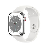 Apple/苹果 Watch Series 8 智能手表GPS+蜂窝款45毫米银色不锈钢表壳白色运动型表带 S8 MNKF3CH/A