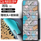 猎瑞儿童午睡垫地铺睡垫小学学校地垫子折叠防潮垫爬行垫便携午休垫 河马款【收纳袋+枕头】 灰色宽60*长150*厚1.5