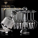 梵卡奇（FANKAQI）高档水晶红酒杯套装带杯架醒酒器高端酒具家用高级礼盒 白钻杯架+陀螺醒酒器+勃艮第【皮箱装】 600ml