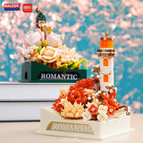 贝乐迪永生灯塔玫瑰小颗粒积木花束盆栽拼搭街景积木生日七夕情人节礼物 永恒之光