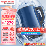 摩飞电器（Morphyrichards）柔音电热水壶 烧水壶 热水壶 家用恒温保温水壶 1.5L不锈钢304双层防烫实时显温开水壶MR6071蓝