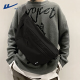 回力斜挎包男大容量休闲轻便单肩包国潮街头小挎包港风胸包运动腰包女 黑色