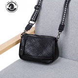ANDSEEYOU女士包包女包时尚通勤菱格单肩包大容量头层牛皮百搭休闲斜挎包潮 黑色