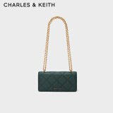 CHARLES&KEITH质感菱格链条小方钱包女包包女包生日礼物送女友CK6-10680924 Dark Green深绿色 XS