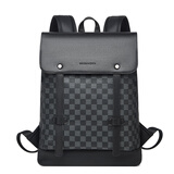 CHALEAH&KEVITH男士双肩包16英寸电脑包商务时尚休闲背包书包旅行包登山包羽毛球 新款黑色格子