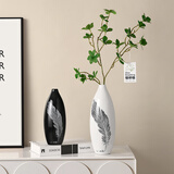 福美林（FUMEILIN） 简约现代家居饰品时尚客厅黑白羽毛花瓶工艺品摆件花器装饰摆件 羽毛炮弹瓶+仿真马醉木+小卡片