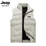 JEEP SPIRIT吉普马甲男秋冬季加棉休闲百搭坎肩保暖背心男大码外套 白色 2XL