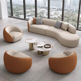 本卿弧形沙发酒店大堂大厅贵宾会所休息区接待会客圆弧售楼处洽谈沙发 配套抱枕一对