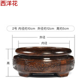 万旌旗圆形实木底座陶瓷花瓶葫芦文昌塔盆景摆件仿古装饰工艺品木雕 2号 外径约12cm 内径约10cm