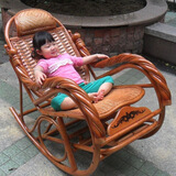 Sn家用真藤揺摇椅躺椅大人阳台休闲午睡椅竹藤椅藤编老人逍遥椅子 花绳扭藤摇椅