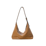 裘真新年礼物【明星推荐】经典hobo包植鞣牛皮腋下通勤休闲饺子女包 大象灰-大号 小包/大包