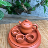 迷你紫砂小茶壶套装儿童迷你茶盘茶杯可开盖出水干冰冒烟茶饮装饰 葫芦茶船套装