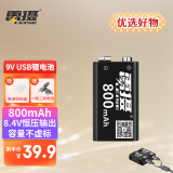 雷摄（LEISE） 9V锂电充电电池800mAh (1节装) 大容量 USB-Type-C快充 适用:万用表/玩具遥控器/烟感探测器