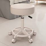 北风之恋吧台椅升降椅高脚凳酒吧椅前台收银台椅子美容旋转椅家用化妆凳子 米白色【米白架-顺色轮】