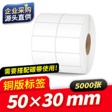 fangtek方泰（fangtek）20-100宽铜版纸不干胶标签纸贴纸物流标签贴纸服装吊牌铜板标签纸热转印条码纸 50mm*30mm*5000张 双排