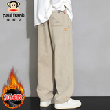 大嘴猴（paul frank）牛仔裤男秋冬季美式休闲裤男士宽松阔腿裤子男裤 卡其色加绒 XL