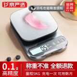 京严选电子称厨房克秤高精度食物克重秤食品烘焙珠宝黄金精准克数家用秤 【充电款】超高精度｜不锈钢面 5kg 0.1g