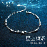 沫兰（MOLADY）S990足银脚链女士星星足饰品脚环女生生日纪念日礼物送女友 [990足银]星星脚链*玫瑰礼盒