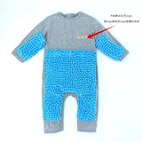 馨嫚玥婴儿爬爬服秋冬加厚宝宝爬行服户外爬服拖地衣服防脏擦地连体衣 麻灰蓝（春秋） 90cm