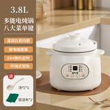 MILA MOURSI陶瓷电炖锅家用多功能电炖蛊煮粥神器大容量全自动煲汤炖汤快炖插电炖盅婴儿宝宝辅食锅 亮白色 可炖8碗汤/粥 3.8L