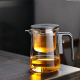 HAOMINGTIAN飘逸杯全玻璃泡茶壶无杆内胆磁吸一键茶水分离杯泡茶神器功夫茶具 升级版银把FY600飘逸杯600ml1只