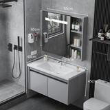 九牧王（joxod）太空铝浴室柜组合小户型洗手洗盆脸盆池套装卫生间洗漱台 智能镜柜轻奢灰-陶瓷一体盆60cm