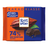 瑞特滋（RITTER SPORT）德国进口榛子果仁牛奶巧克力黑巧克力糖果喜糖 儿童休闲零食礼物 74%秘鲁黑巧克力袋装100g