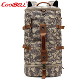 COOL BELL旅行包男士双肩包行李背包 运动健身包桶包 大容量手提斜挎单肩包 迷彩色