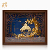 永隆金号松龄鹤寿长辈祝寿生日贺寿礼物送老人家寿辰金箔画礼品激光刻字 古窗花蓝底25*32CM