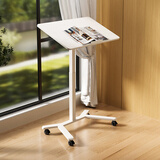 SOFS移动升降桌小型站立式工作台组合高脚办公学习写字书桌床边电脑桌 【旋转款】气动升降站立桌 白色