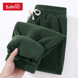 班尼路摇粒绒重磅束脚裤男美式复古纯色加绒保暖长裤春秋款运动休闲裤男 【摇粒绒】-墨绿#纯色 XL 【双层摇粒绒更保暖】