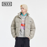 英克斯（inxx）卢昱晓同款 Standby  时尚潮牌异质拼接羽绒服情侣短外套面包服 灰色 L