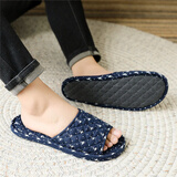 CamalgOri木地板拖鞋日式居家室内静音棉布底软底不伤实地板拖鞋布艺女 男  003秋波蓝 男款 大尺码适合40-43脚