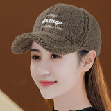 妧锦帽子女秋冬季新款棒球帽女士洋气减龄时尚帽子加厚毛茸茸鸭舌帽 咖啡色