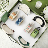 乐笙罗塞花园咖啡杯碟4杯礼盒套装下午茶杯情侣对杯新婚礼物节日乔迁 罗塞花园4杯碟+绿礼盒