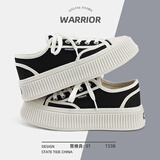 回力（Warrior）官方女鞋帆布鞋秋季百搭板鞋女士厚底增高运动休闲鞋子女米黑37