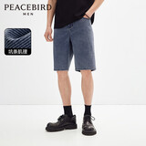太平鸟男装牛仔裤夏灯芯绒柔软牛仔中短裤竖条五分裤潮 牛仔蓝色第一批（经典直筒） 31