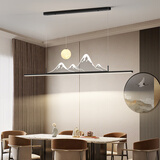 领风山水餐厅灯新中式长条吊灯现代简约山峦映月茶室吊灯北欧餐桌灯具 1337-黑色-100cm-已接入米家APP