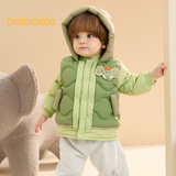 巴拉巴拉童装宝宝羽绒服保暖婴儿外套儿童冬季两件套萌趣男童女童 军绿40610 73 外套充绒量24g+马甲充绒量15g