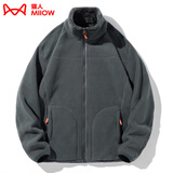 猫人（MiiOW）抓绒衣女男摇粒绒外套秋冬新款毛衫户外保暖珊瑚绒卫衣加绒双面穿 KY1009A深灰-男 2XL