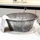 尊慕斯洗脸盆塑料大小号单盆学生宿舍卫生间洗手洗头洗衣服洗脚厨房菜盆 加厚多用盆-透灰色（中号/1个装)