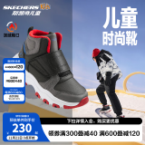 Skechers斯凯奇男女童棉鞋儿童雪地靴冬季厚实保暖中帮大童二棉鞋8701648L 男童-黑色-多彩色-BKMT 32码